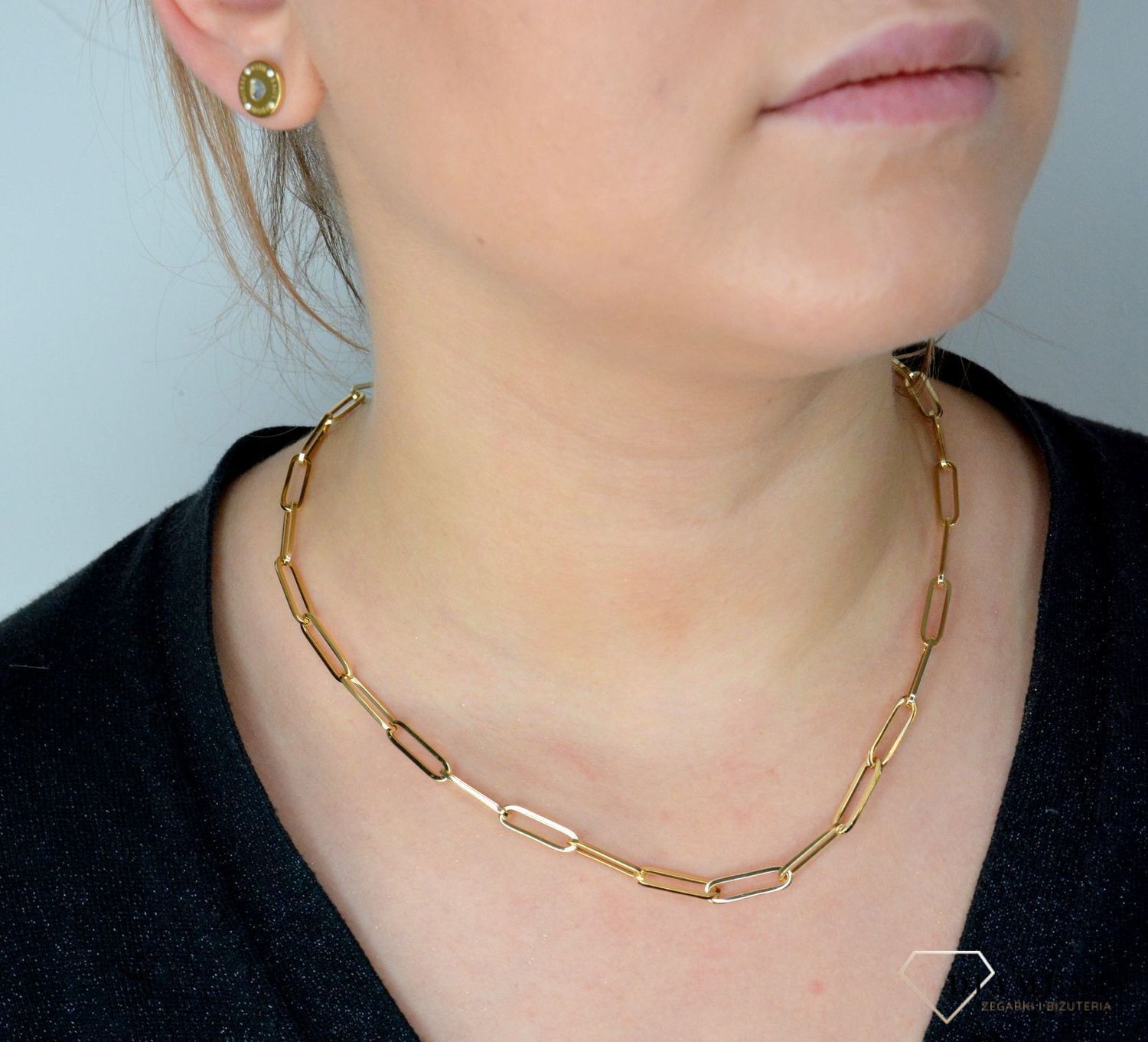 Złoty naszyjnik modny naszyjnik z dużych równych ogniw NA 2904.jpg